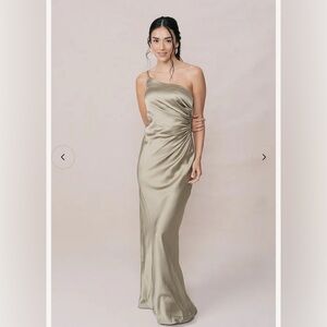 Satin Sage Leo Satin bridesmaid dress
